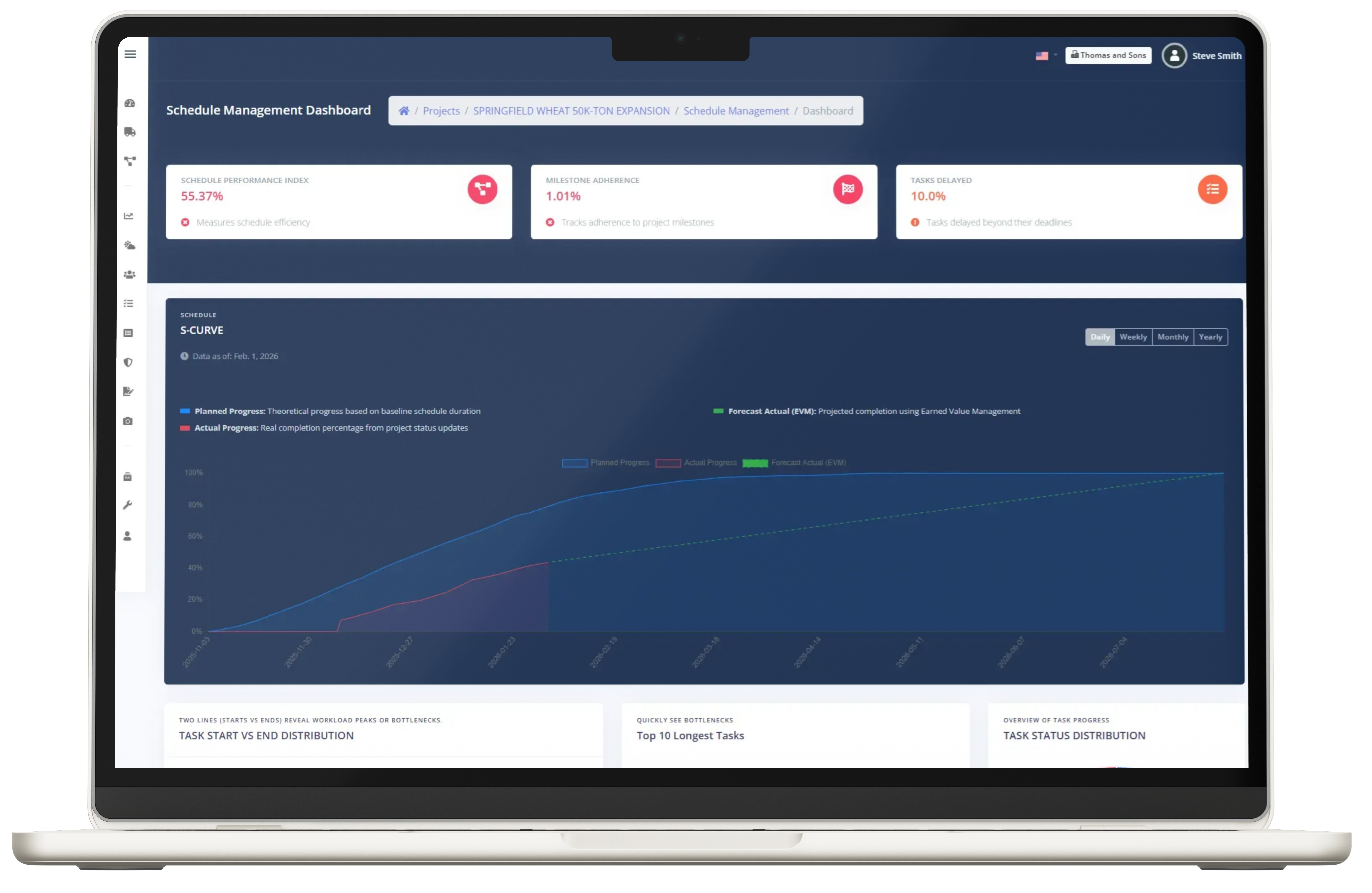Construway project and logistics dashboard