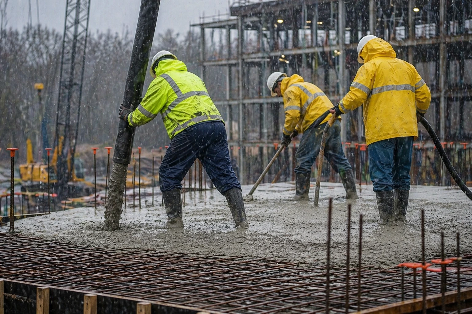 Construction site weather dashboard showing 15-day forecast